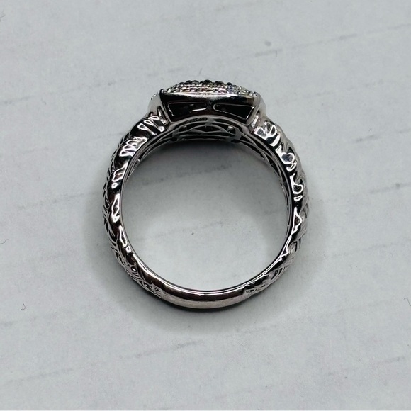 AFFINITY Vintage 925 Sterling Silver Pave Green Diamond Ring Size 8 - Picture 10 of 10